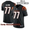 Black Home Embroidered Cordy Glenn Cincinnati Bengals #77 Stitched Jersey