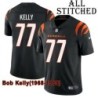 Black Home Embroidered Bob Kelly Cincinnati Bengals #77 Stitched Jersey
