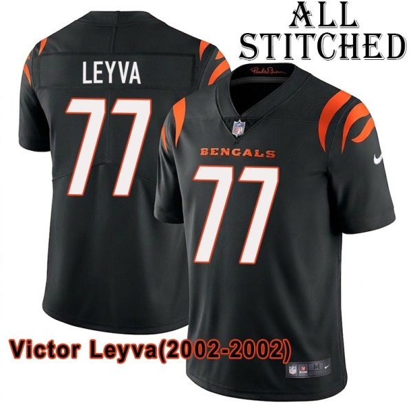 Black Home Embroidered Victor Leyva Cincinnati Bengals #77 Stitched Jersey