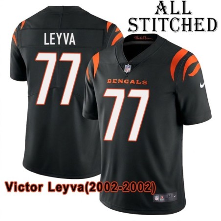 Black Home Embroidered Victor Leyva Cincinnati Bengals #77 Stitched Jersey