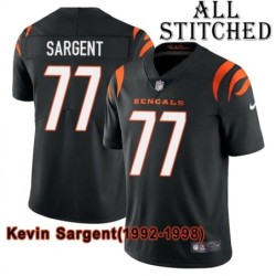 Black Home Embroidered Kevin Sargent Cincinnati Bengals #77 Stitched Jersey