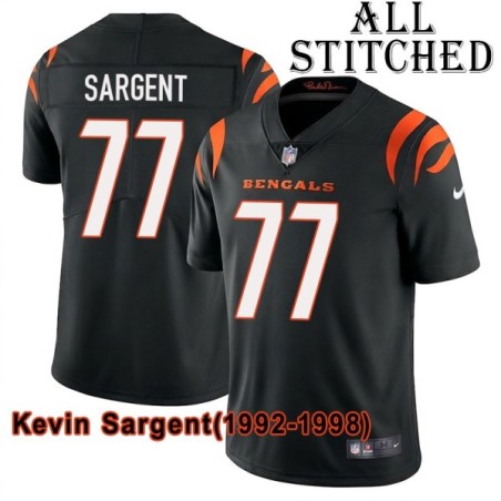 Black Home Embroidered Kevin Sargent Cincinnati Bengals #77 Stitched Jersey