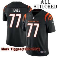 Black Home Embroidered Mark Tigges Cincinnati Bengals #77 Stitched Jersey