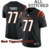 Black Home Embroidered Mark Tigges Cincinnati Bengals #77 Stitched Jersey
