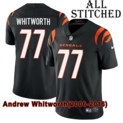 Black Home Embroidered Andrew Whitworth Cincinnati Bengals #77 Stitched Jersey