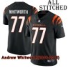 Black Home Embroidered Andrew Whitworth Cincinnati Bengals #77 Stitched Jersey