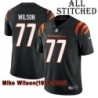 Black Home Embroidered Mike Wilson Cincinnati Bengals #77 Stitched Jersey