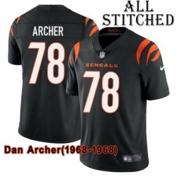 Black Home Embroidered Dan Archer Cincinnati Bengals #78 Stitched Jersey