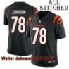 Black Home Embroidered Walter Johnson Cincinnati Bengals #78 Stitched Jersey
