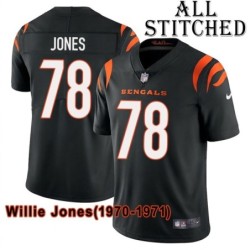 Black Home Embroidered Willie Jones Cincinnati Bengals #78 Stitched Jersey