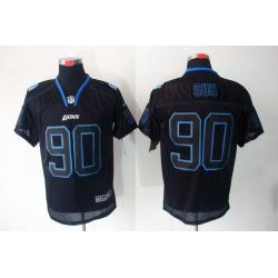[NEW,Lights-Out]Ndamukong Suh Football Jersey -Detroit #90 Black Jersey