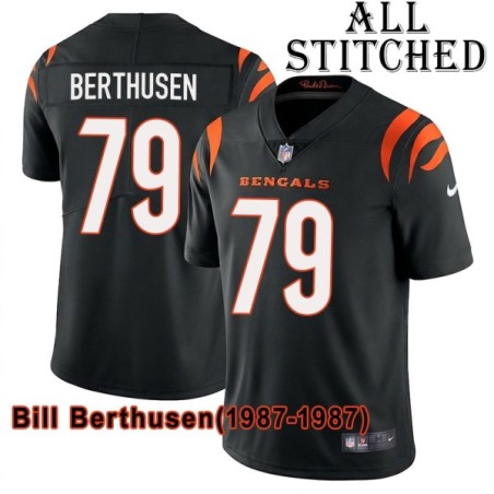 Black Home Embroidered Bill Berthusen Cincinnati Bengals #79 Stitched Jersey