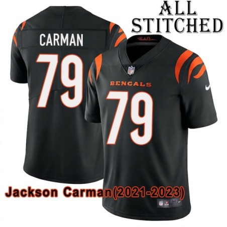 Black Home Embroidered Jackson Carman Cincinnati Bengals #79 Stitched Jersey