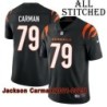 Black Home Embroidered Jackson Carman Cincinnati Bengals #79 Stitched Jersey