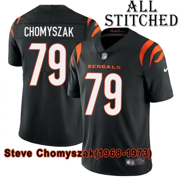 Black Home Embroidered Steve Chomyszak Cincinnati Bengals #79 Stitched Jersey