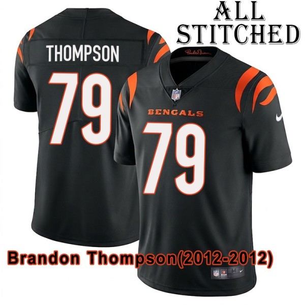 Black Home Embroidered Brandon Thompson Cincinnati Bengals #79 Stitched Jersey