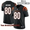 Black Home Embroidered Tom Brown Cincinnati Bengals #80 Stitched Jersey