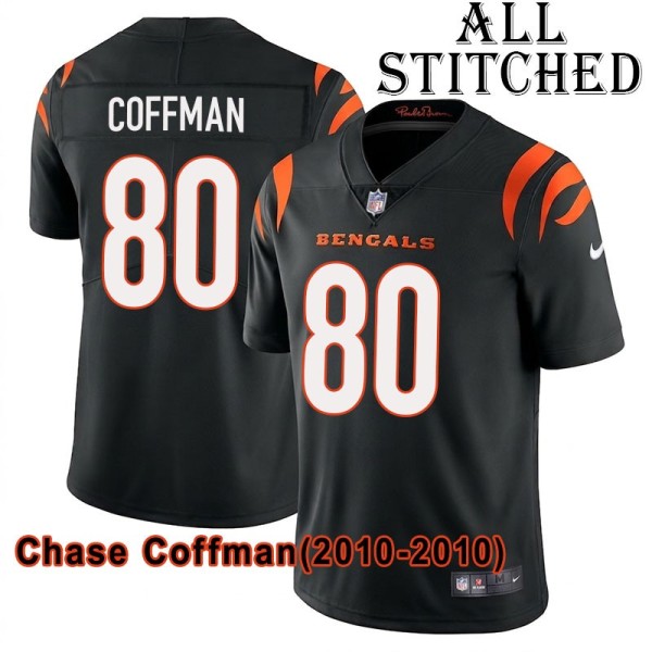 Black Home Embroidered Chase Coffman Cincinnati Bengals #80 Stitched Jersey