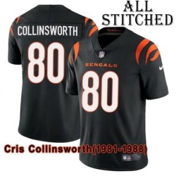 Black Home Embroidered Cris Collinsworth Cincinnati Bengals #80 Stitched Jersey