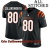 Black Home Embroidered Cris Collinsworth Cincinnati Bengals #80 Stitched Jersey