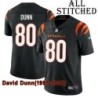 Black Home Embroidered David Dunn Cincinnati Bengals #80 Stitched Jersey