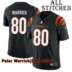 Black Home Embroidered Peter Warrick Cincinnati Bengals #80 Stitched Jersey