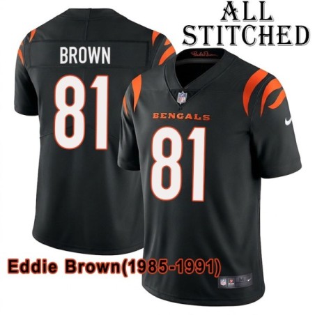 Black Home Embroidered Eddie Brown Cincinnati Bengals #81 Stitched Jersey