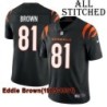 Black Home Embroidered Eddie Brown Cincinnati Bengals #81 Stitched Jersey