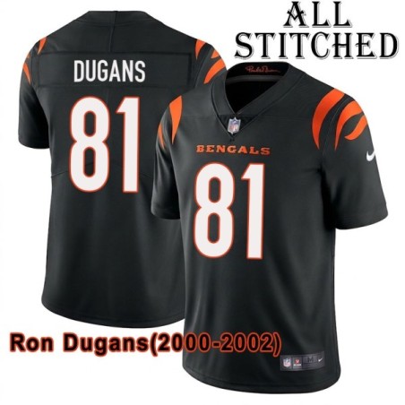Black Home Embroidered Ron Dugans Cincinnati Bengals #81 Stitched Jersey