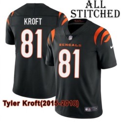 Black Home Embroidered Tyler Kroft Cincinnati Bengals #81 Stitched Jersey