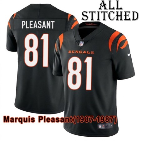 Black Home Embroidered Marquis Pleasant Cincinnati Bengals #81 Stitched Jersey