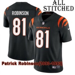 Black Home Embroidered Patrick Robinson Cincinnati Bengals #81 Stitched Jersey