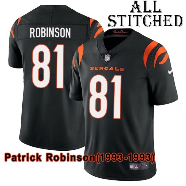 Black Home Embroidered Patrick Robinson Cincinnati Bengals #81 Stitched Jersey