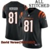 Black Home Embroidered David Verser Cincinnati Bengals #81 Stitched Jersey