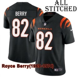 Black Home Embroidered Royce Berry Cincinnati Bengals #82 Stitched Jersey