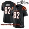 Black Home Embroidered Royce Berry Cincinnati Bengals #82 Stitched Jersey
