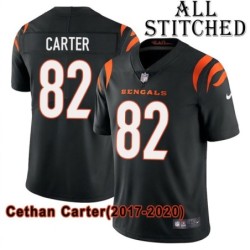 Black Home Embroidered Cethan Carter Cincinnati Bengals #82 Stitched Jersey