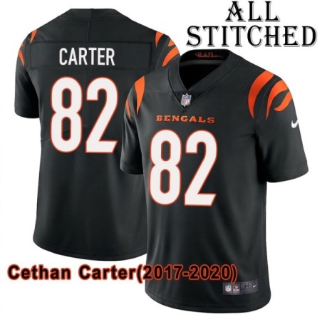 Black Home Embroidered Cethan Carter Cincinnati Bengals #82 Stitched Jersey