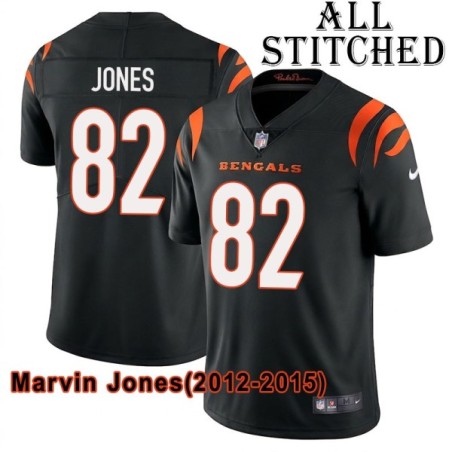 Black Home Embroidered Marvin Jones Cincinnati Bengals #82 Stitched Jersey