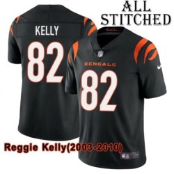 Black Home Embroidered Reggie Kelly Cincinnati Bengals #82 Stitched Jersey
