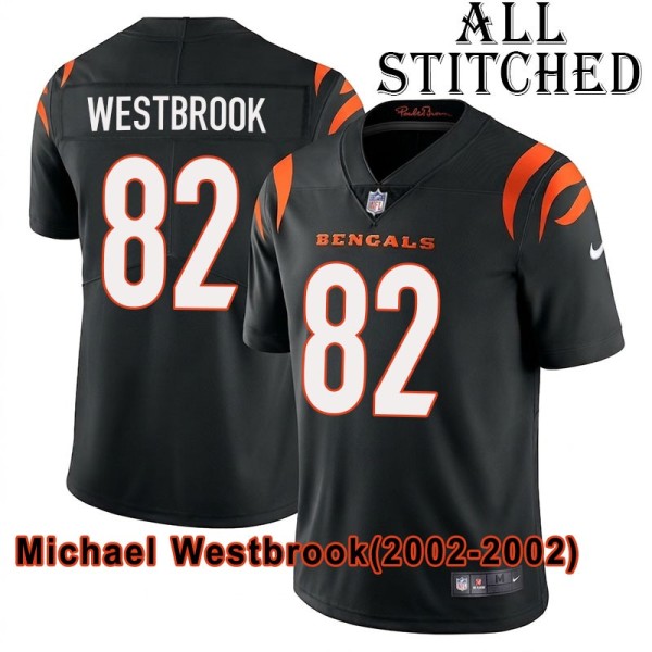 Black Home Embroidered Michael Westbrook Cincinnati Bengals #82 Stitched Jersey