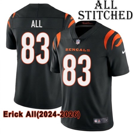 Black Home Embroidered Erick All Cincinnati Bengals #83 Stitched Jersey
