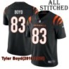 Black Home Embroidered Tyler Boyd Cincinnati Bengals #83 Stitched Jersey