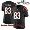 Black Home Embroidered Antonio Chatman Cincinnati Bengals #83 Stitched Jersey