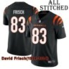 Black Home Embroidered David Frisch Cincinnati Bengals #83 Stitched Jersey