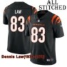 Black Home Embroidered Dennis Law Cincinnati Bengals #83 Stitched Jersey