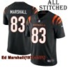 Black Home Embroidered Ed Marshall Cincinnati Bengals #83 Stitched Jersey