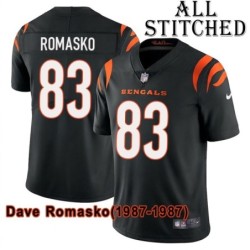 Black Home Embroidered Dave Romasko Cincinnati Bengals #83 Stitched Jersey