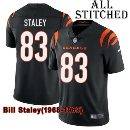 Black Home Embroidered Bill Staley Cincinnati Bengals #83 Stitched Jersey