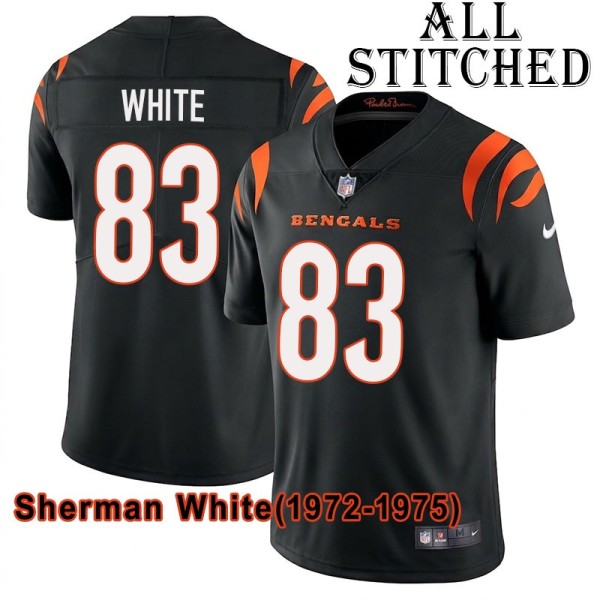 Black Home Embroidered Sherman White Cincinnati Bengals #83 Stitched Jersey